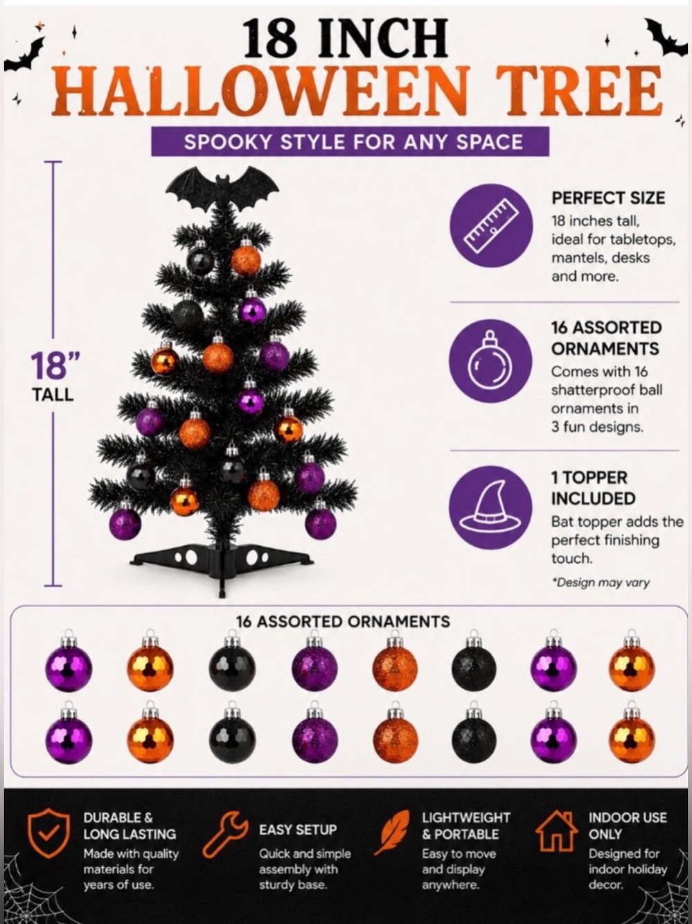 BUY NOW - Black Halloween Tabletop Tree - Picture 3 of 4